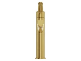 Supporting Image 2 - Mizu Soothe MK2 Sink Mixer Extended Lever with Red & Blue Indicators Brushed Brass (5 Star) Lead Free - Front