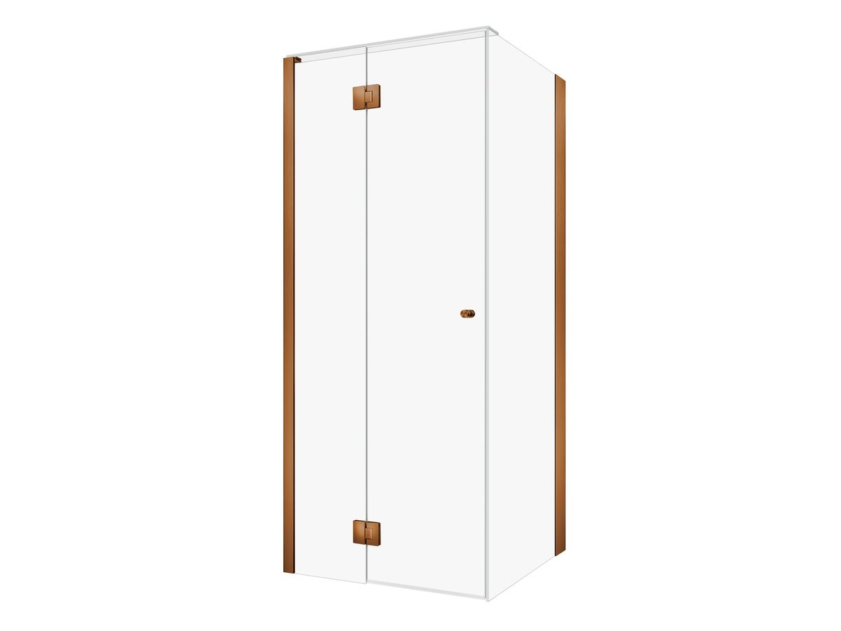 Hero - Kado Lux Frameless Enclosure with Wall Channel 900 x 900mm Brushed Bronze