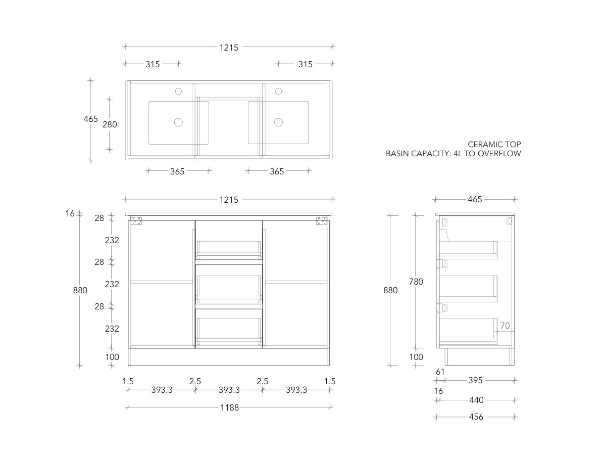 Posh Domaine Conventional 1200 Double Floor Mount Ceramic