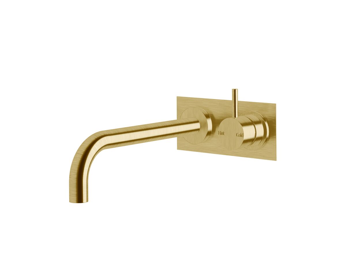 Sussex Scala 25mm Curved Wall Basin Mixer Tap System Right Hand Mixer Tap 250mm Outlet LUX PVD Brushed Pure Gold (6 Star)