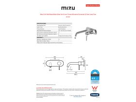 Specification Sheet - Mizu Drift Wall Basin/Bath Mixer Set Curve Trimset Brushed Gunmetal (6 Star) Lead Free