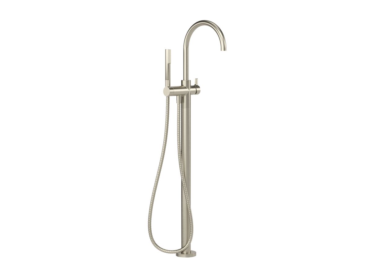 Supporting Image - Faucet Strommen Vara Fin Floor Mounted Bath Mixer with Handshower Trimset Brushed Nickel (3 Star)