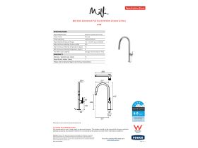 Specification Sheet - Milli Etch Gooseneck Pull Out Sink Mixer Chrome (5 Star)