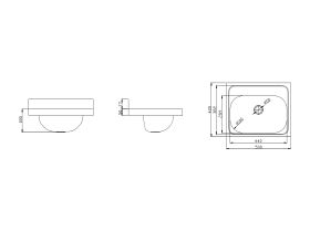 Wolfen Wall Hand Basin 500 x 420mm No Taphole Stainless Steel