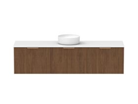 Supporting Image - Kado Neue Fluted Square All Drawer 1800mm Wall Hung Vanity with Centre Basin 20mm Top Florentine Walnut