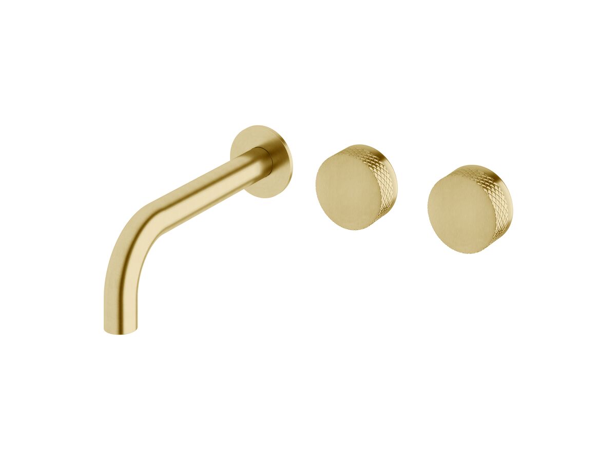 Sussex Pure Wall Bath Hostess System 200mm Right Hand with Diamond Textured Handles PVD Brushed Gold