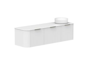 Supporting Image 2- Kado Neue Fluted Single Curve All Drawer 1650mm Wall Hung Vanity with Right Hand Basin Durasein 12mm Top Ultra White