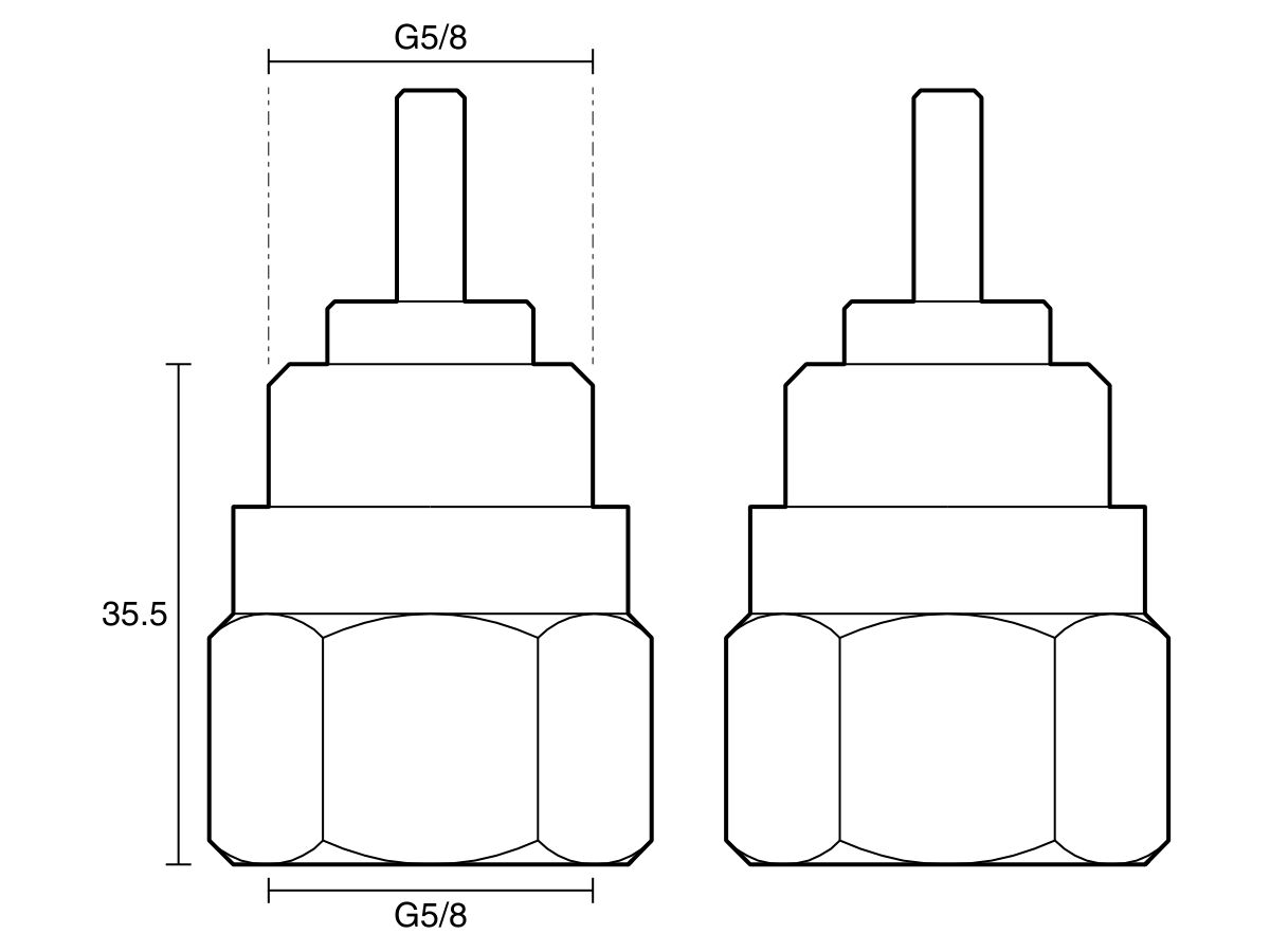Technical Drawing - Performa Spindle Body Extender 25mm Lead Free
