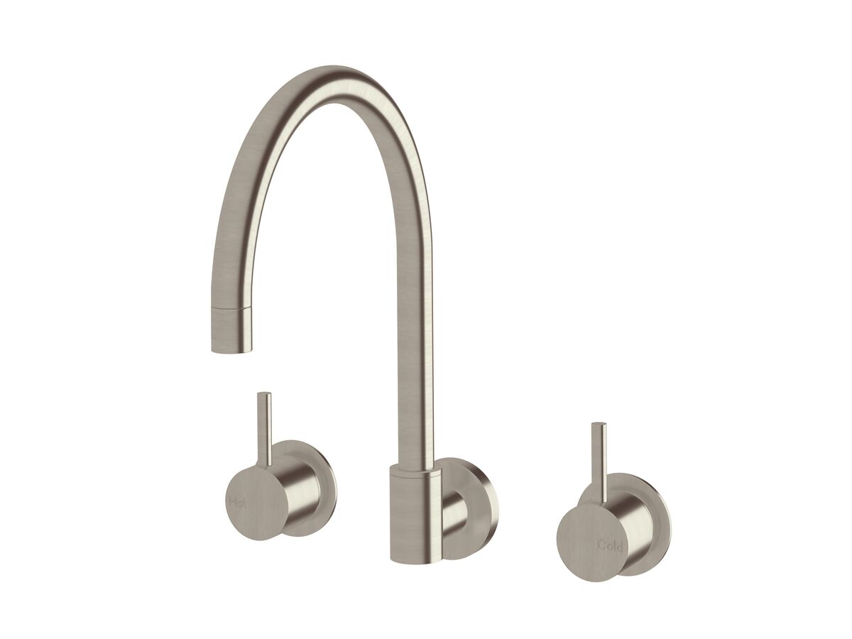 Hero - Sussex Scala Wall Sink Set Curved LUX PVD Brushed Oyster Nickel (3 Star)