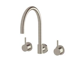 Hero - Sussex Scala Wall Sink Set Curved LUX PVD Brushed Oyster Nickel (3 Star)