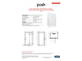 Specification Sheet - Posh Domaine MK2 1200x900 Semi Frameless Left Hand Entry Base & Screen Only Shower System