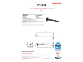 Specification Sheet - Mizu Bloc Basin/Bath Outlet 250mm Matte Black (6 Star) Lead Free