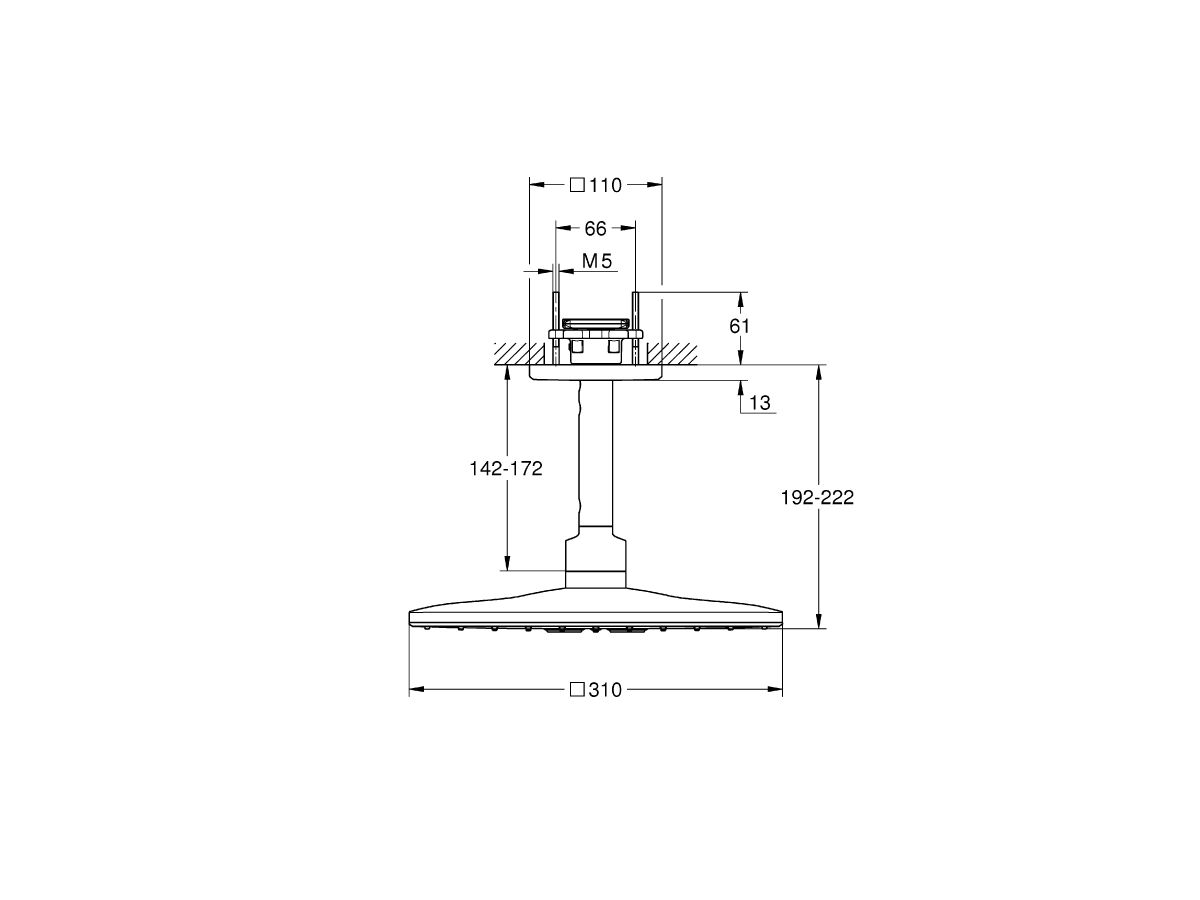 GROHE Rainshower SmartActive Ceiling Shower Square Chrome (3 Star)