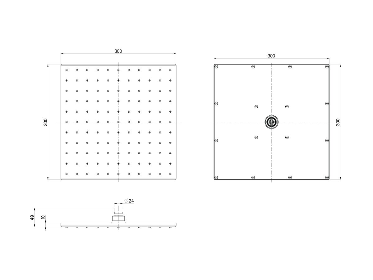 Nikles Quatre Brass Shower Head 300mm (3 Star)