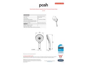 Specification Sheet - Posh Domaine Shower Handpiece Only 3 Functions Chrome (4 Star)