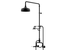 Milli Monument Edit Exposed Twin Telephone Shower Set Lever Porcelain Handles Matte Black (3 Star)