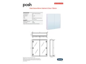 Specification Sheet - Posh Solus Mirror Cabinet 2 Door 750mm White