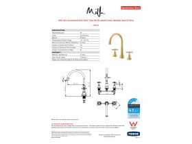 Specification Sheet - Milli Voir Gooseneck Hob Sink / Spa Set Brushed Cross Handles Gold (4 Star)