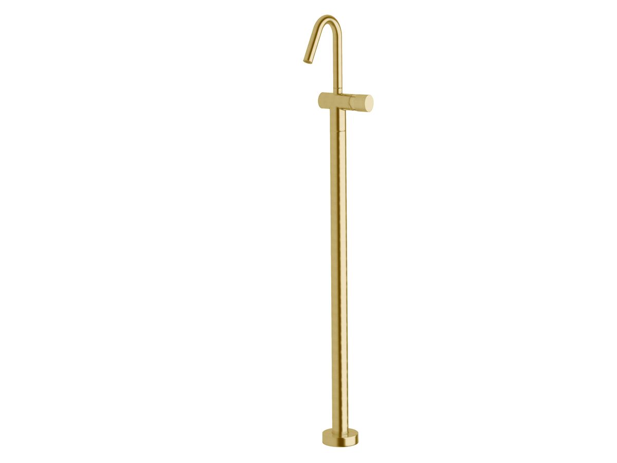 Milli Pure Floor Mounted Basin Mixer Tap with Linear Textured Handle Trimset PVD Brushed Gold (5 Star)