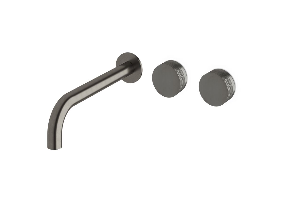 Milli Pure Wall Basin Hostess System 250mm Right Hand with Cirque Textured Handles Brushed Gunmetal (3 Star)