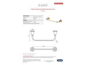 Specification Sheet - Kado Era Single Towel Rail 300mm Brass Gold
