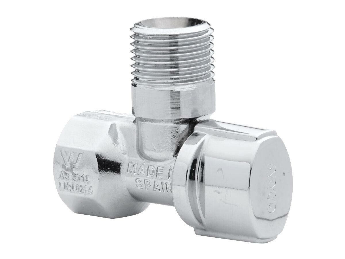 Arco Right Angle Ball Valve Mini Stop with Non Return Check Chrome 15mm