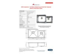 Specification Sheet - AFA Cubeline 1 3/4 Bowl Undermount Sink No Taphole 854mm Stainless Steel