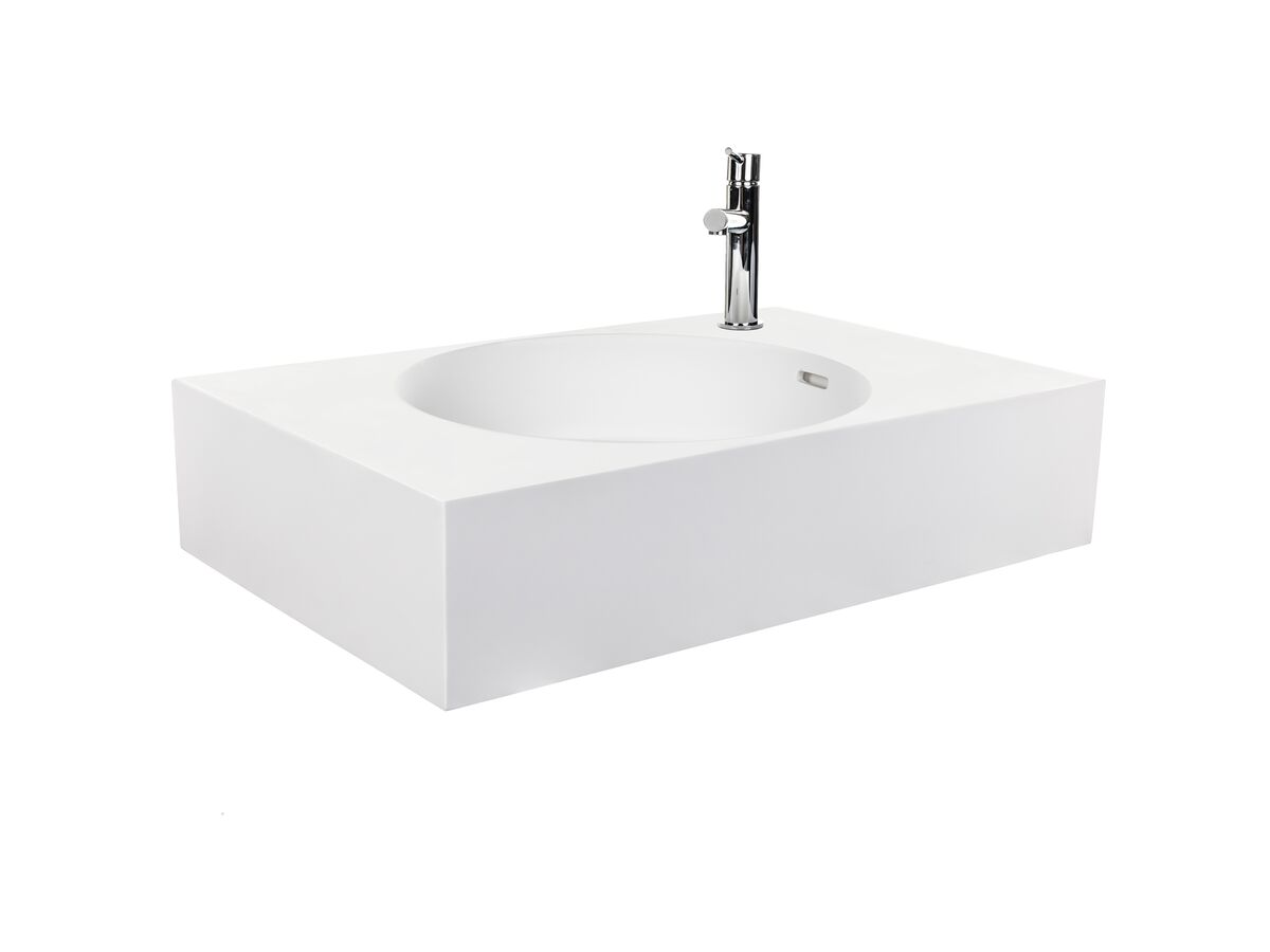 Omvivo Neo Solid Surface Wall Basin Centre Bowl 1 Taphole 700mm White