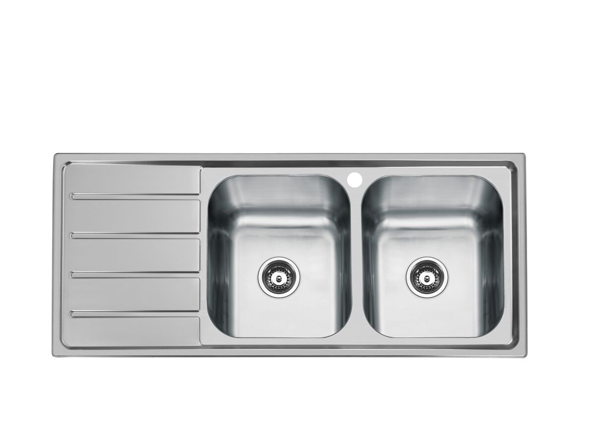 Posh Solus MK3 Double Bowl Inset Sink, 1 Taphole, Right Hand Bowl Stainless Steel