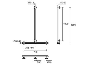Mizu Drift Handshower Grab Rail 700 x 1100mm