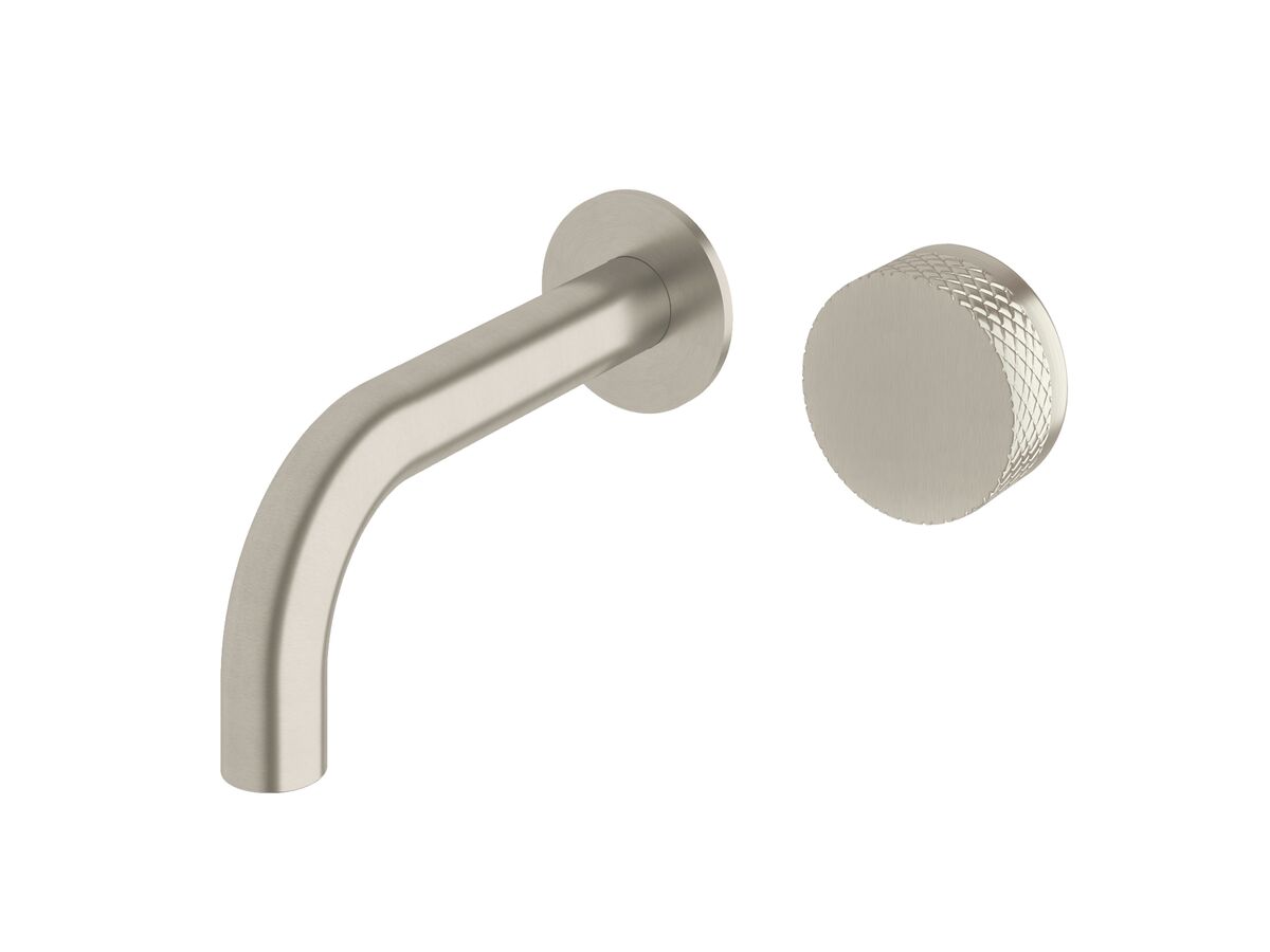 Milli Pure Progressive Wall Basin Mixer Tap System 160mm with Diamond Textured Handle Brushed Nickel