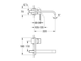 GROHE Allure Wall Bath Mixer Set 220mm Chrome