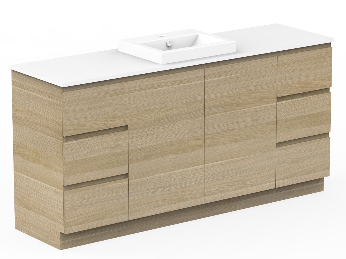 Posh Domaine Plus Conventional 1800 Single Bowl Floor Mount Vanity Unit Caesarstone Top