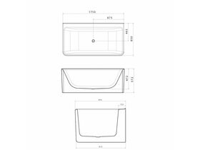 Caroma Cube Back To Wall Freestanding Bath 1800 White