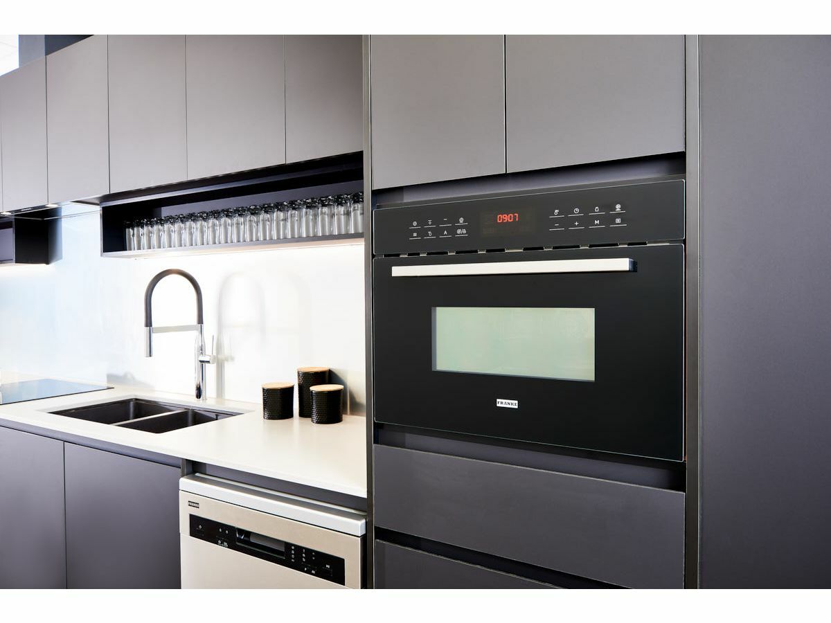 Franke Designer Built In Drop Down Microwave Black from Reece