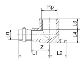 Technical Drawing - >B< Press Water Wall Plate Elbow Female