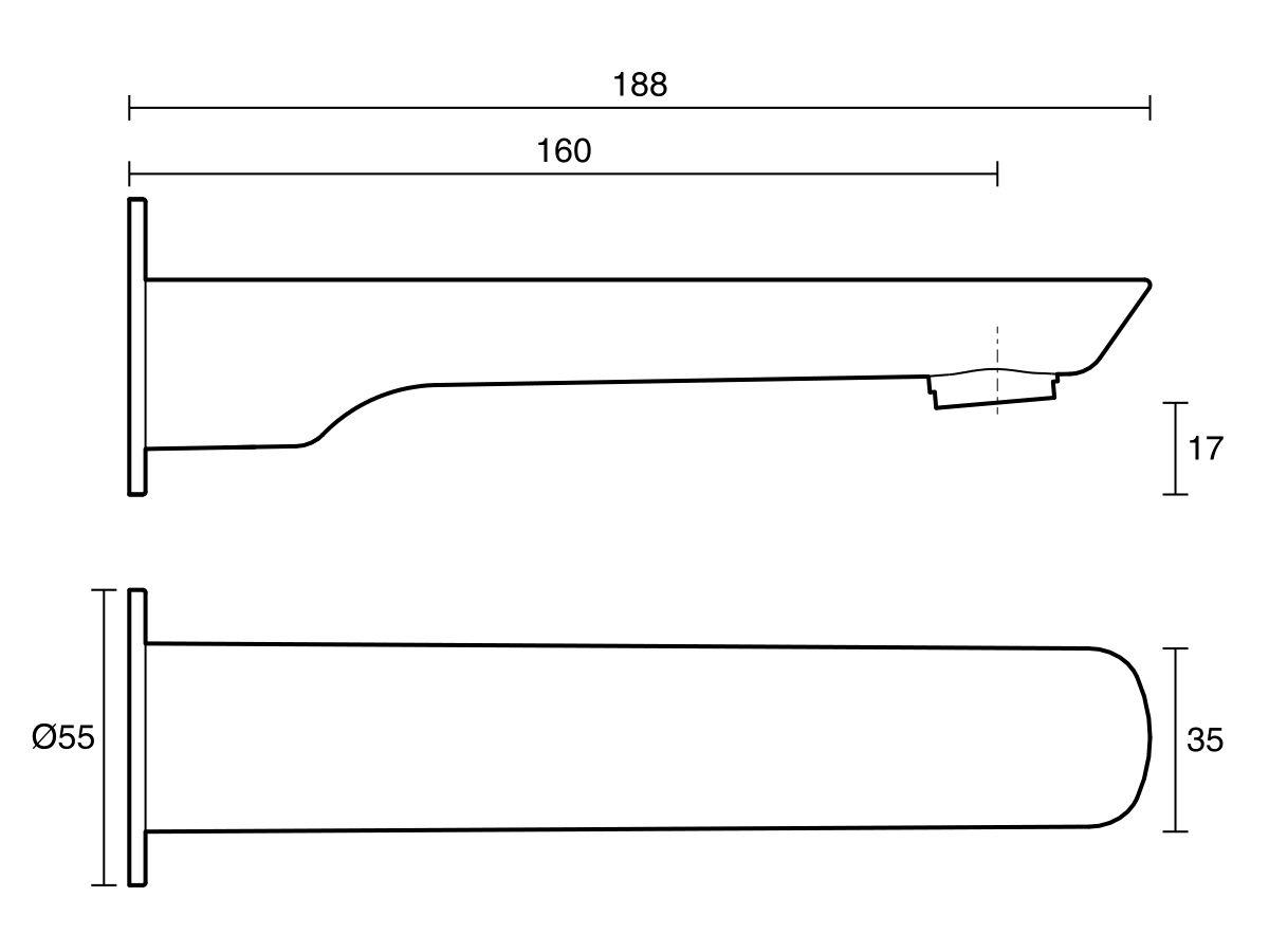 Mizu Bliss Bath Outlet 160mm Matte Black from Reece