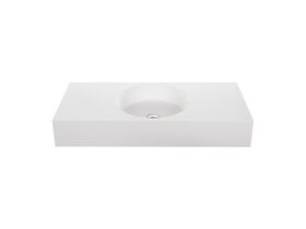 Omvivo Neo Solid Surface Wall Basin Centre Bowl No Taphole 1000mm White