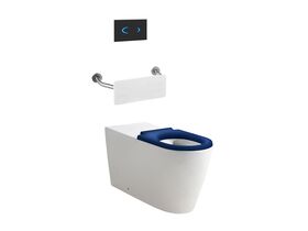 Wolfen 800 Back To Wall Rimless Pan with Inwall Cistern, Sensor Button, Backrest, Single Flap Seat Blue (4 Star)