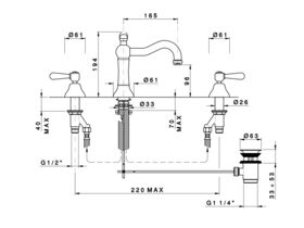 Classic Provincial Column Basin Set Lever Chrome (4 Star)