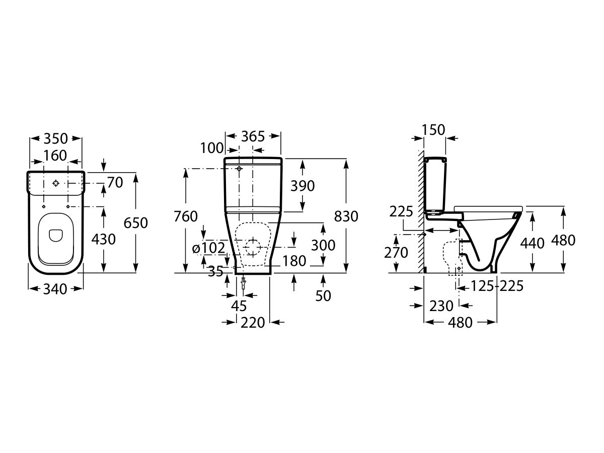 Roca The Gap Close Coupled Back To Wall Back Inlet Comfort Height