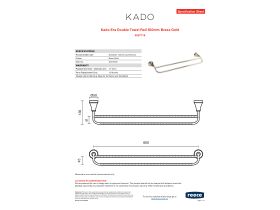 Specification Sheet - Kado Era Double Towel Rail 600mm Brass Gold