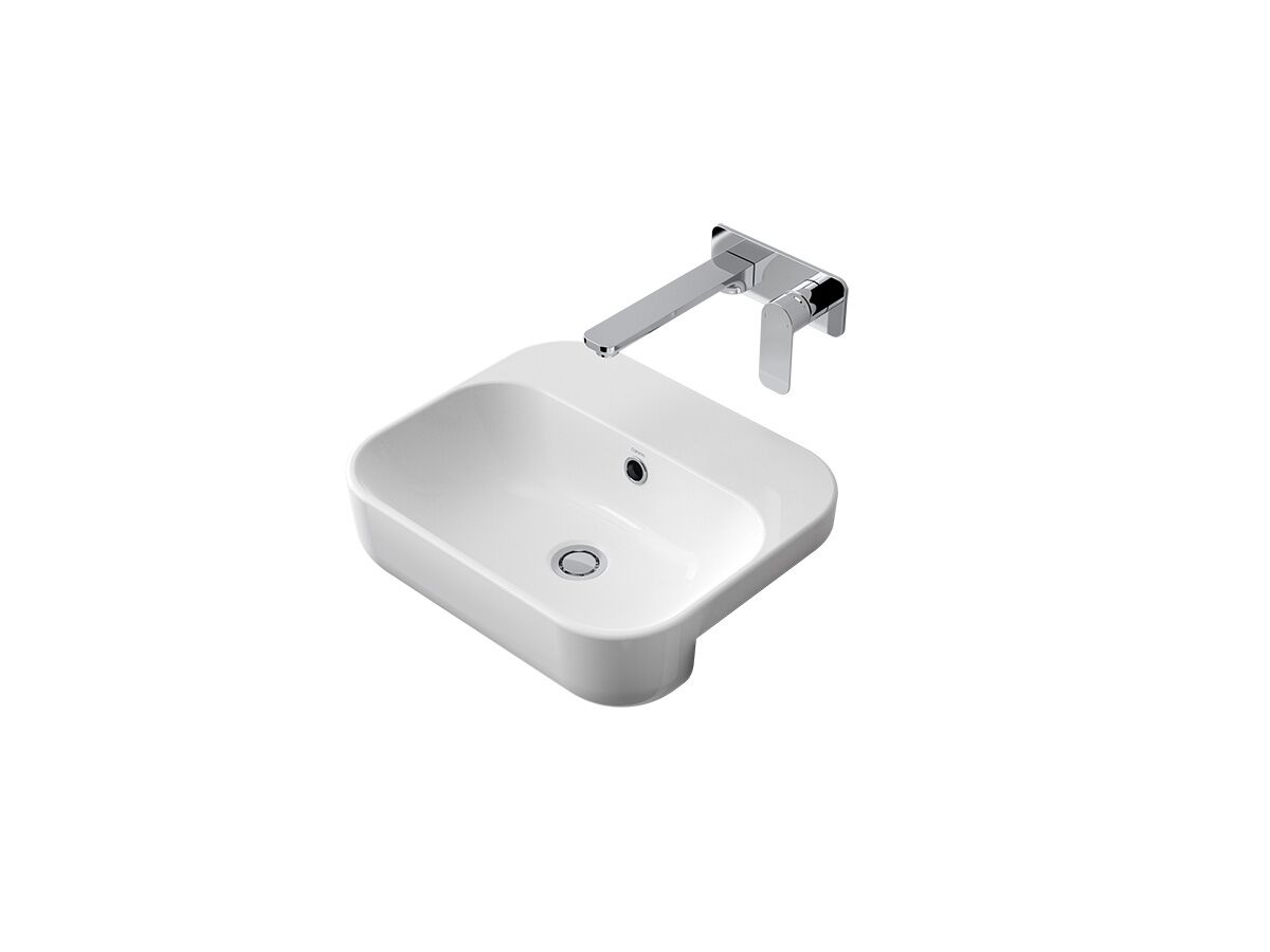 Luna Semi Recessed Basin No Taphole Overflow White