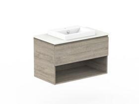 Posh Domaine Shelf All Drawer Wall Hung Vanity Unit