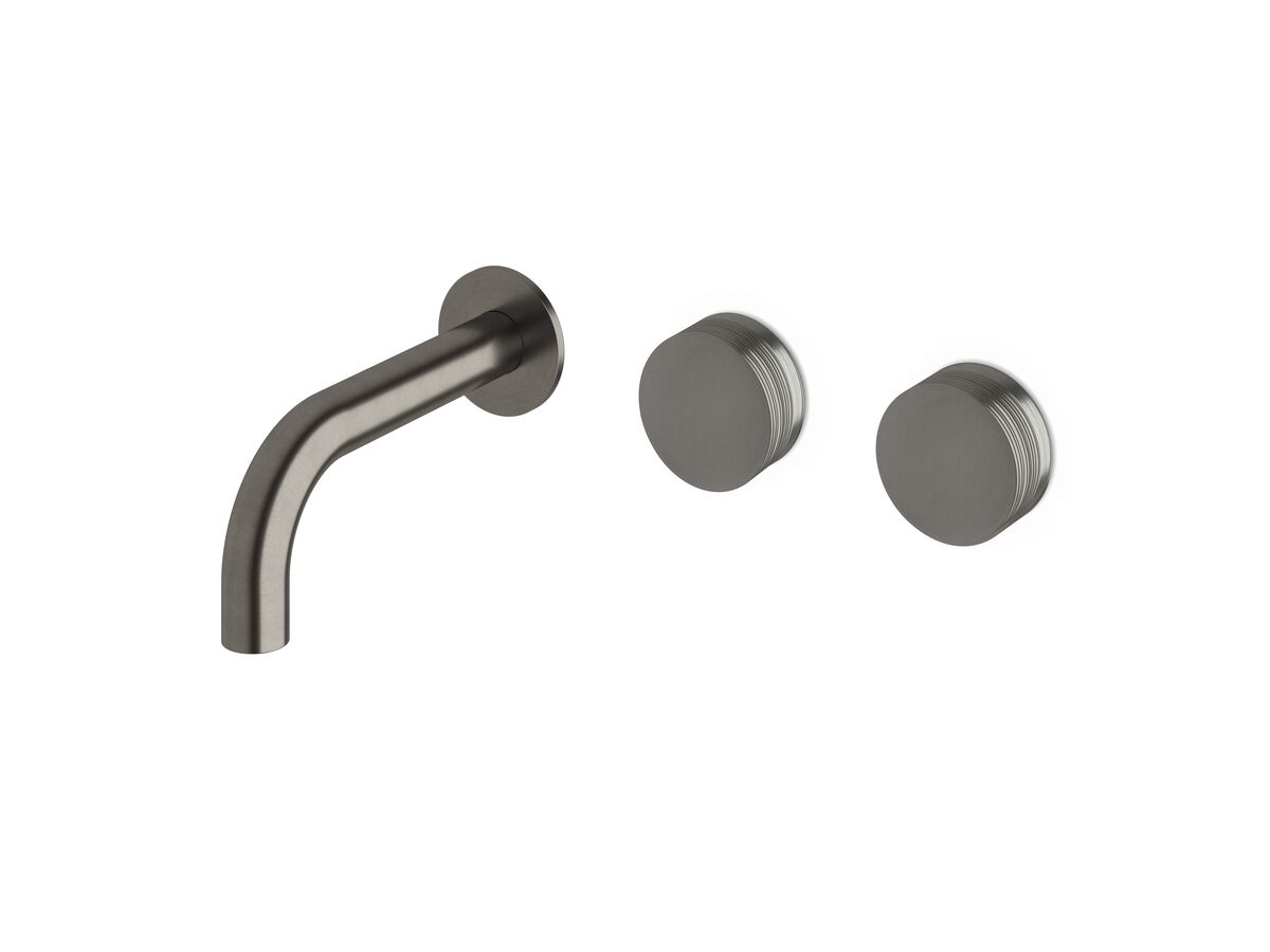 Milli Pure Wall Basin Hostess System 160mm Right Hand with Cirque Textured Handles Brushed Gunmetal (3 Star)