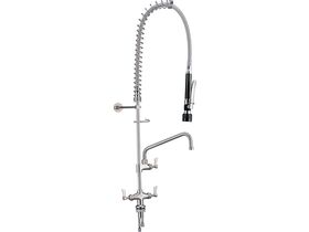 Dual Hob Mount Pre Rinse Unit with 6" Pot Filler Complete - Trigger Valve (6 Star) Pot Filler (3 Star)