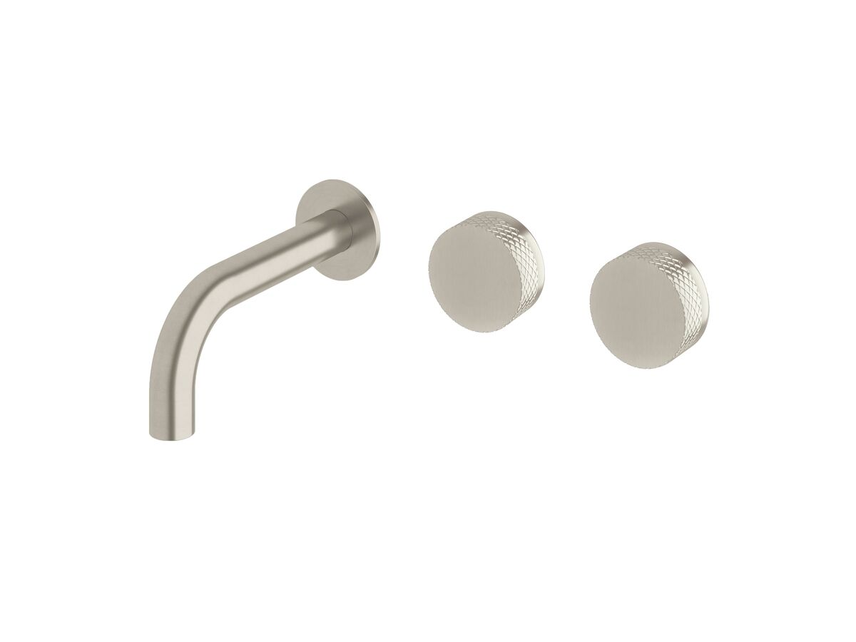 Milli Pure Wall Bath Hostess System 160mm Right Hand with Diamond Textured Handles Brushed Nickel