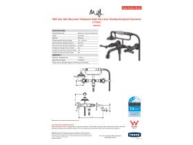 Specification Sheet - Milli Voir Wall Mounted Telephone Bath Set Lever Handles Brushed Gunmetal (3 Star)