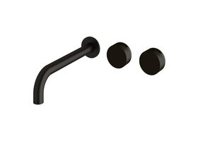 Milli Pure Wall Basin Hostess System 250mm Right Hand with Diamond Textured Handles Matte Black (3 star)