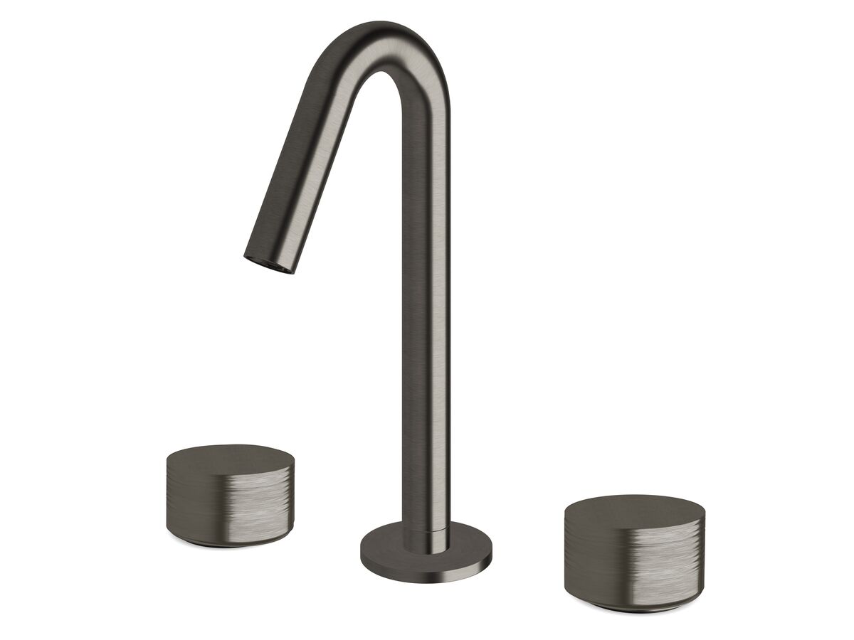 Milli Pure Basin Set with Cirque Textured Handles Brushed Gunmetal (5 Star)